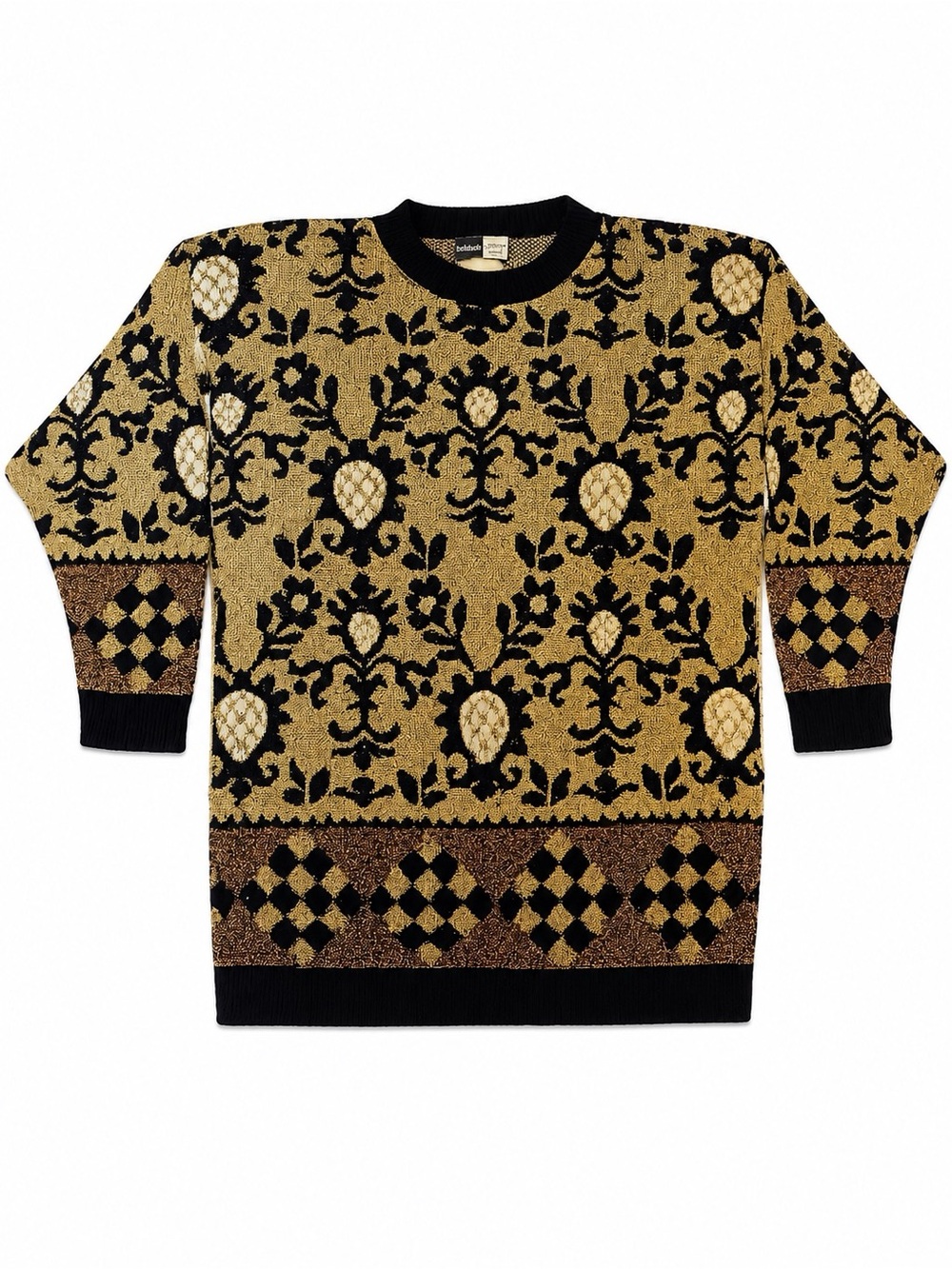 beldoch popper Vintage 80’s Black & Gold Sweater